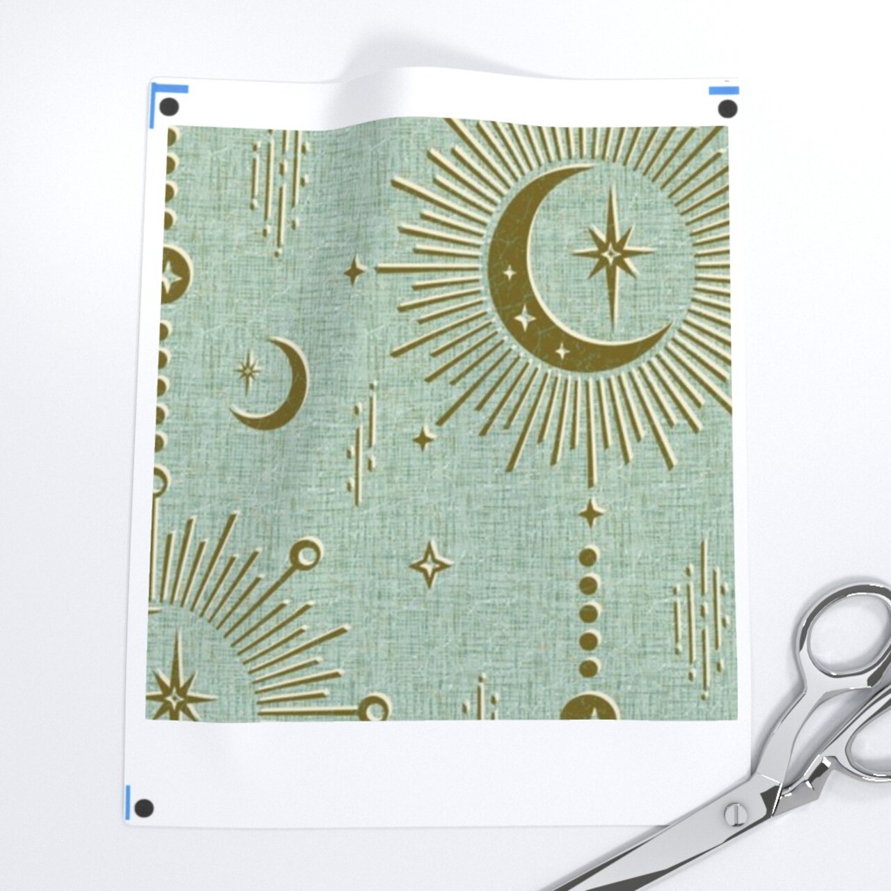 Sun And Moon Stars Retro Fifties Starburst Solar Good Luck Talisman Moroccan Lunar Hamsa Fortune Telling Custom Pre-pasted Wallpaper by Spoonflower Pre-Pasted Wallpaper 2FT Wide
